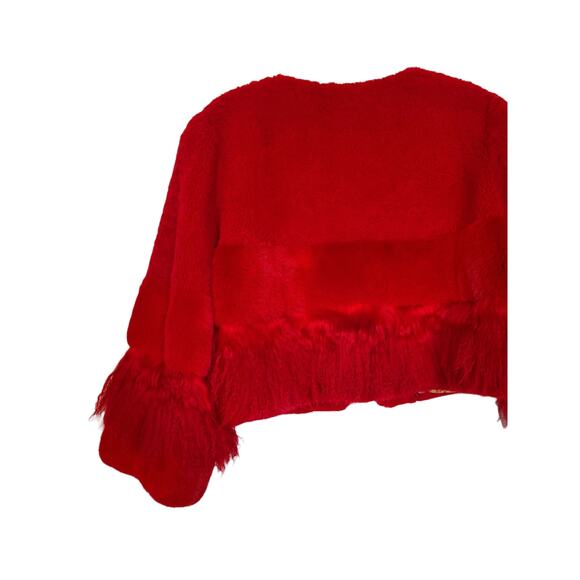 Gorski Lamb & Mink Red Snap Front Cropped Jacket Size Large - Picture 6 of 12